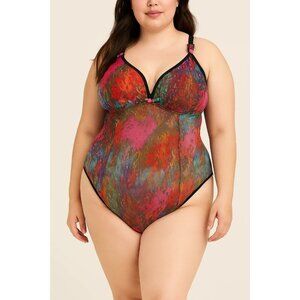 Parade Multi-Colored Mesh Flutter Strap Bodysuit size 3XL